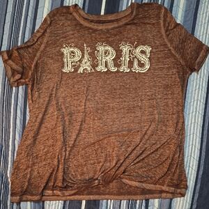 Brown 'Paris' Short Sleeve Graphic Tee - Women's Casual Top